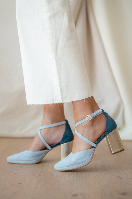 Zapatos de novia azules plataforma modelo olivia, zapatos de novia de Miss Honolulu