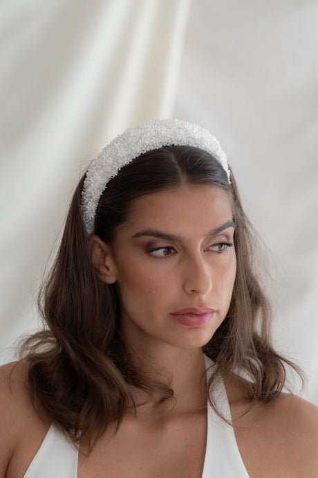 Diadema novia flores rosalie, tocado de Miss Honolulu