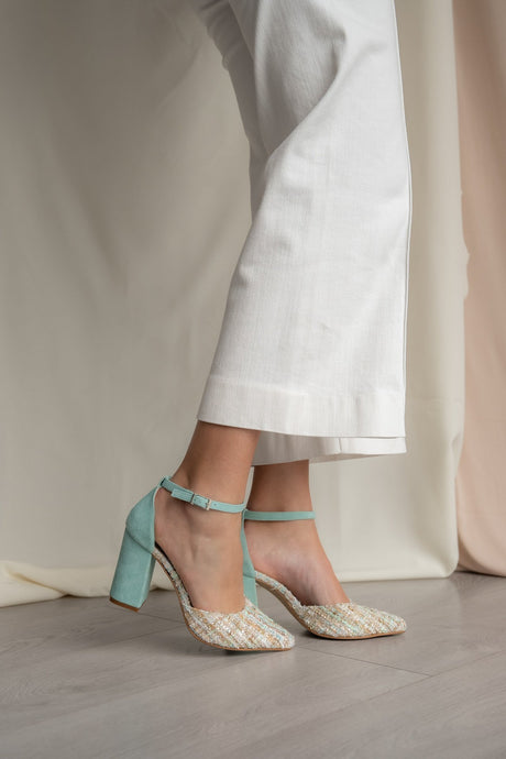 zapatos chanel celeste modelo nara, zapatos de novia de Miss Honolulu