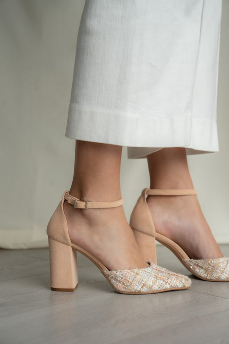 zapatos chanel peach modelo nara, zapatos de novia de Miss Honolulu