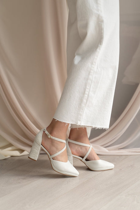 Zapatos de novia blanco plataforma modelo olivia, zapatos de novia de Miss Honolulu