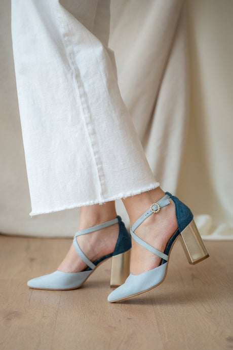 Zapatos de novia azules modelo Olivia, zapatos de novia de Miss Honolulu
