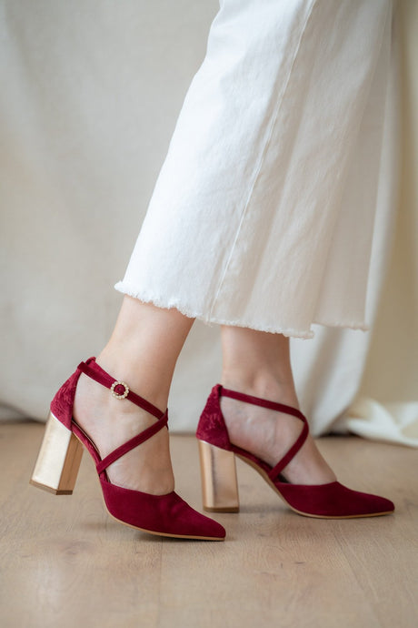 Zapatos de novia granates modelo Olivia, zapatos de novia de Miss Honolulu