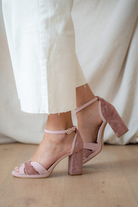Sandalia de novia combinada en tonos rosas modelo emma, zapatos de novia de Miss Honolulu