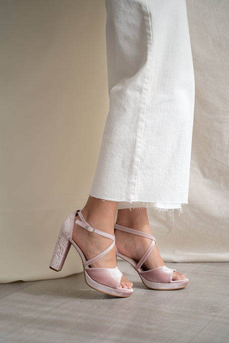 Sandalia de novia rosa modelo celia, zapatos de novia de Miss Honolulu