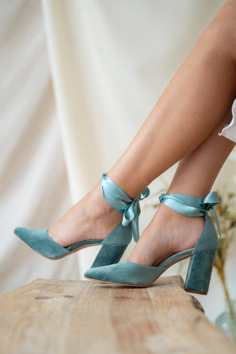 Zapatos de novia con lazada Noa verde, zapatos de novia de Miss Honolulu