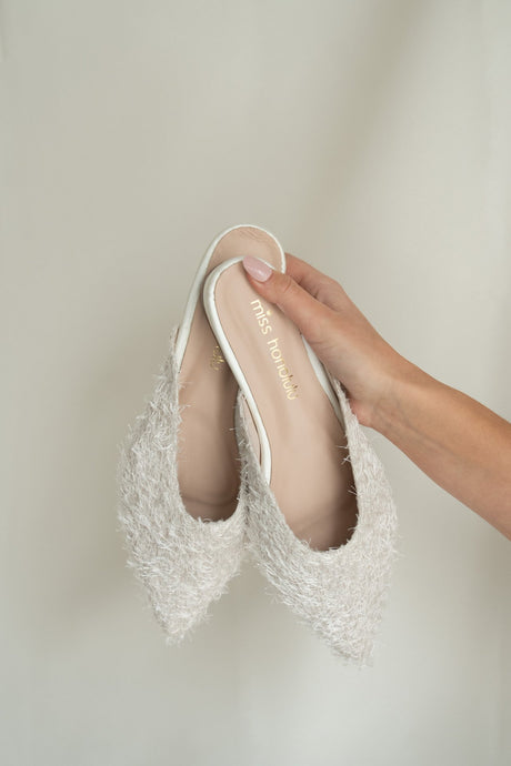 Zapatilla de novia modelo piuma, zapatillas de Miss Honolulu