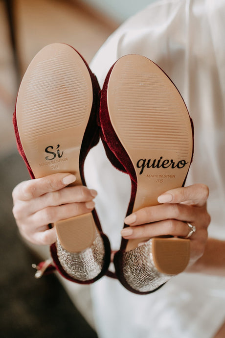 Pegatinas zapatos Sí quiero Yo también, zapatos de novia de Miss Honolulu